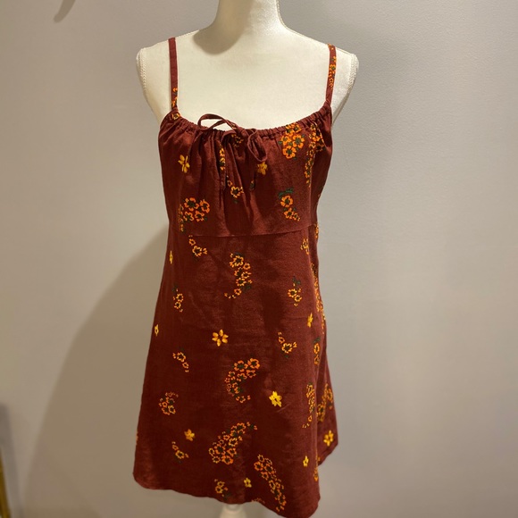 Urban Outfitters Ester Linen Tie Front Mini Dress - Picture 2 of 6